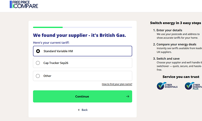 step 3 confirm your supplier and tariff