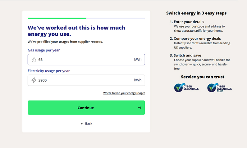 step 4 enter your energy usage